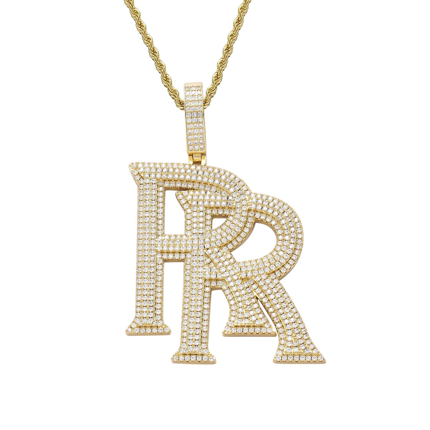 Hip Hop Letter Copper Pendant Necklace for Men and Women