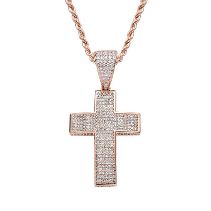 Light Luxury Cross Cubic Zirconia Pendant Necklace for Men and Women