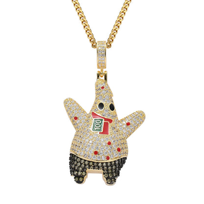 Geometric Round Cubic Zirconia Pendant Necklace for Men and Women