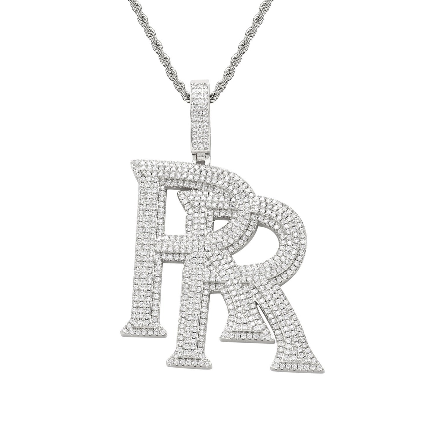Hip Hop Letter Copper Pendant Necklace for Men and Women