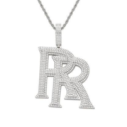 Hip Hop Letter Copper Pendant Necklace for Men and Women
