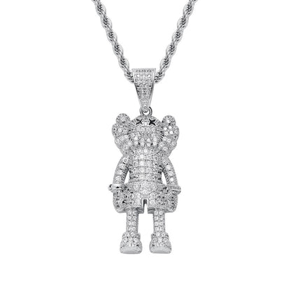 Hip Hop Punk Fashion Cubic Zirconia Pendant Necklace for Men and Women