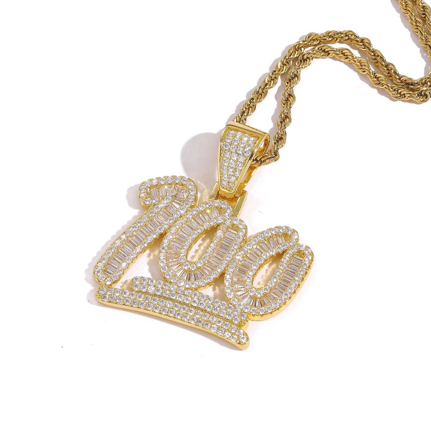 Hip Hop Cross Tennis Chain Copper Pendant Necklace for Men and Women