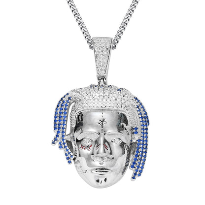 Hip Hop Vintage Skull Copper Pendant Necklace for Men and Women