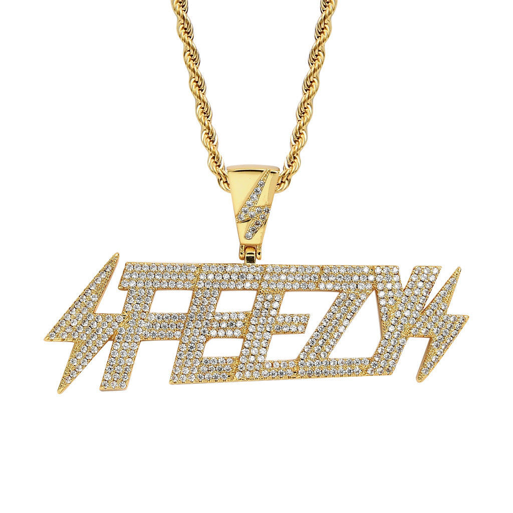 Hip Hop Star Geometric Round Cubic Zirconia Pendant Necklace for Men and Women