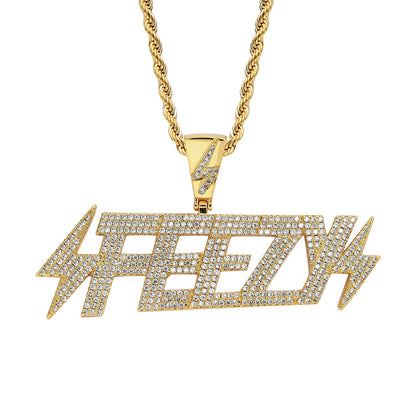 Hip Hop Star Geometric Round Cubic Zirconia Pendant Necklace for Men and Women