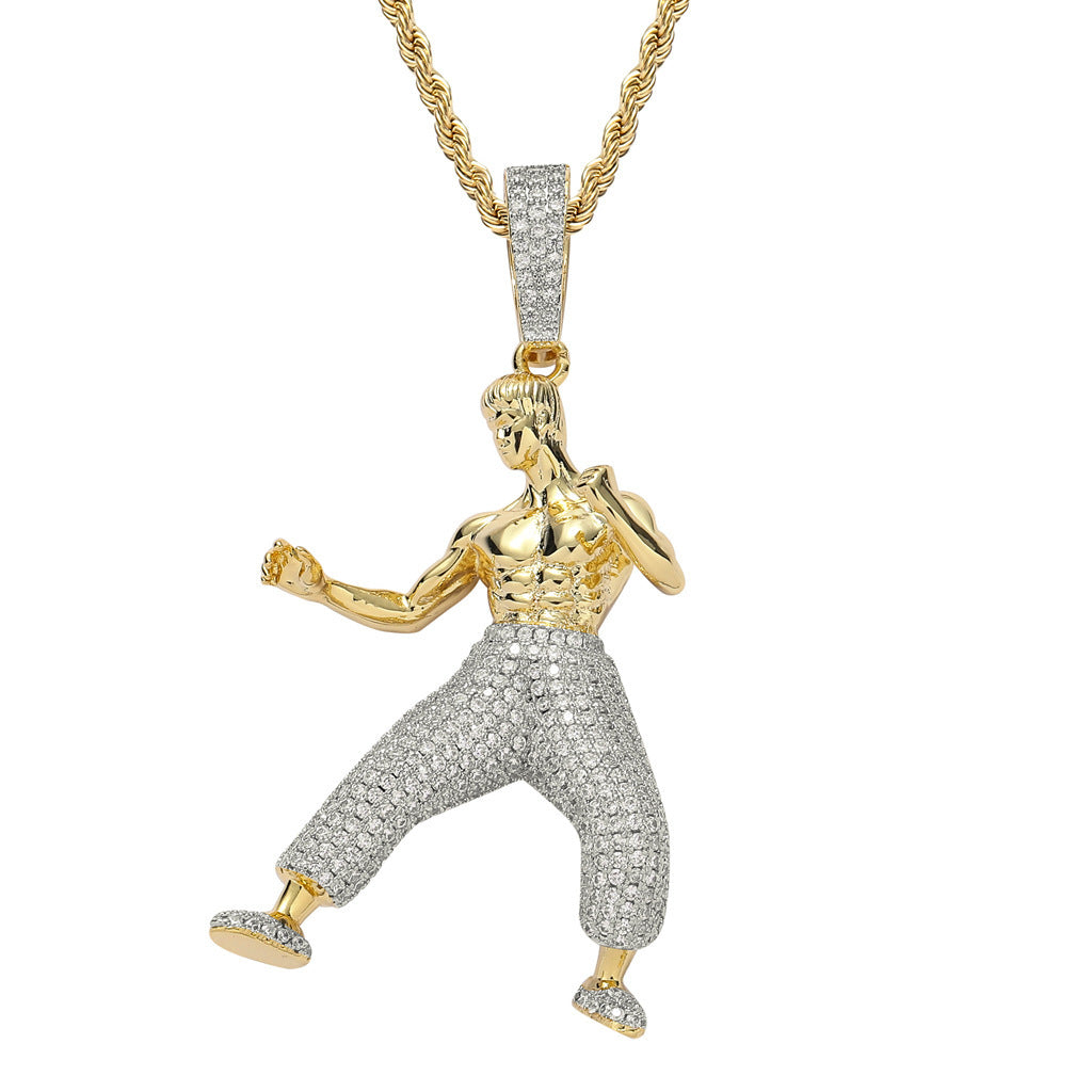 Hip Hop Dragon Cubic Zirconia Pendant Necklace for Men and Women