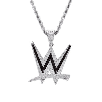 Letter Cubic Zirconia Pendant Necklace for Men and Women