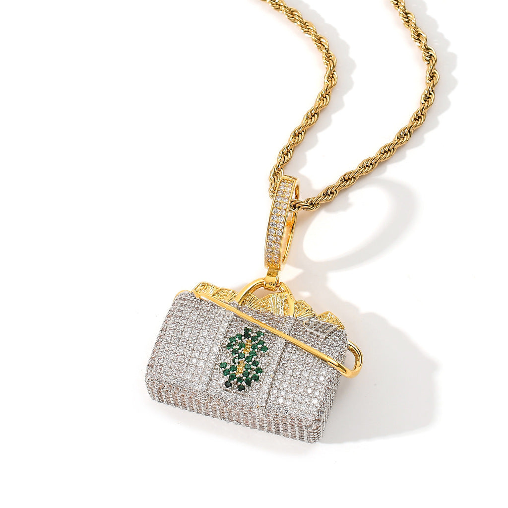 Hip Hop Minimalist Geometric Cubic Zirconia Pendant Necklace for Men and Women