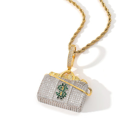 Hip Hop Minimalist Geometric Cubic Zirconia Pendant Necklace for Men and Women