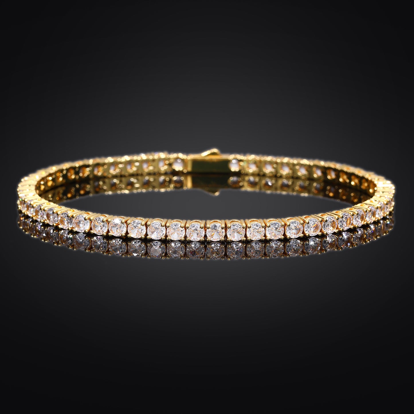 Unisex 3mm Cubic Zirconia Tennis Bracelet in Copper - Iced Out Hip Hop Chain Bracelet product image