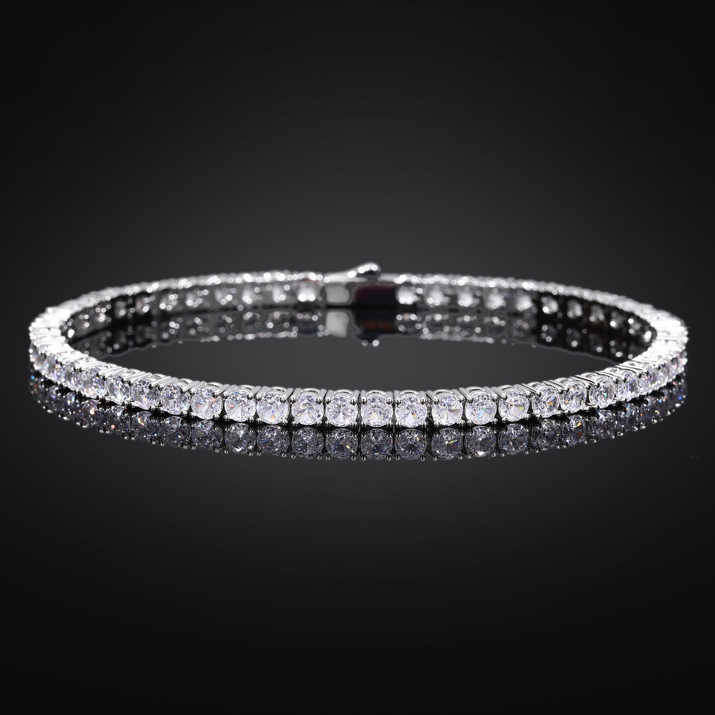 Unisex Tennis Chain Bracelet with Zirconia Stones, Hip Hop Geometric Bangle, Copper Electroplated, 3mm 4mm 5mm Width product image