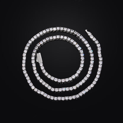 Unisex Iced Out Tennis Chain Necklace & Bracelet Set in Cubic Zirconia