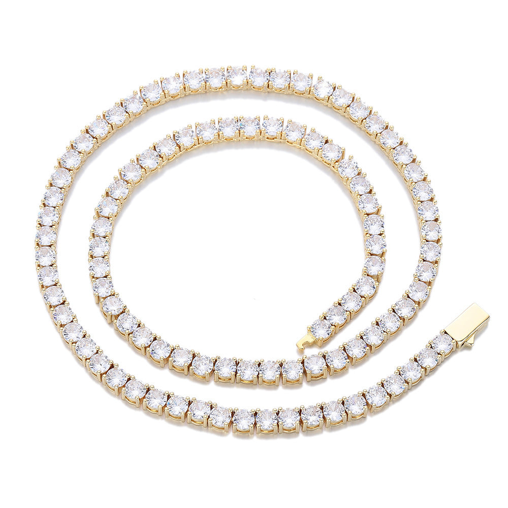 Multicolor 4mm Cubic Zirconia Tennis Chain Necklace and Bracelet, Unisex