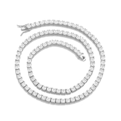 Geometric Square Cubic Zirconia Tennis Chain Bracelet & Necklace