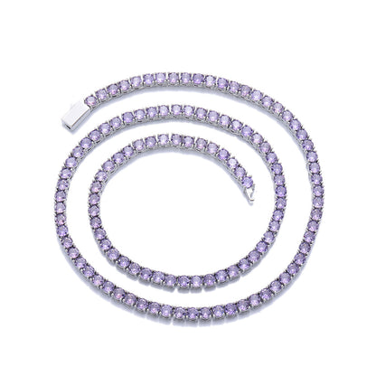 Multicolor 4mm Cubic Zirconia Tennis Chain Necklace and Bracelet, Unisex