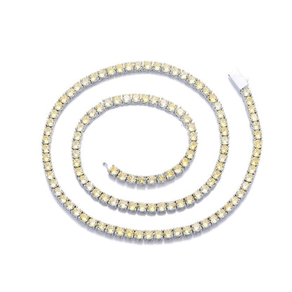 Multicolor 4mm Cubic Zirconia Tennis Chain Necklace and Bracelet, Unisex