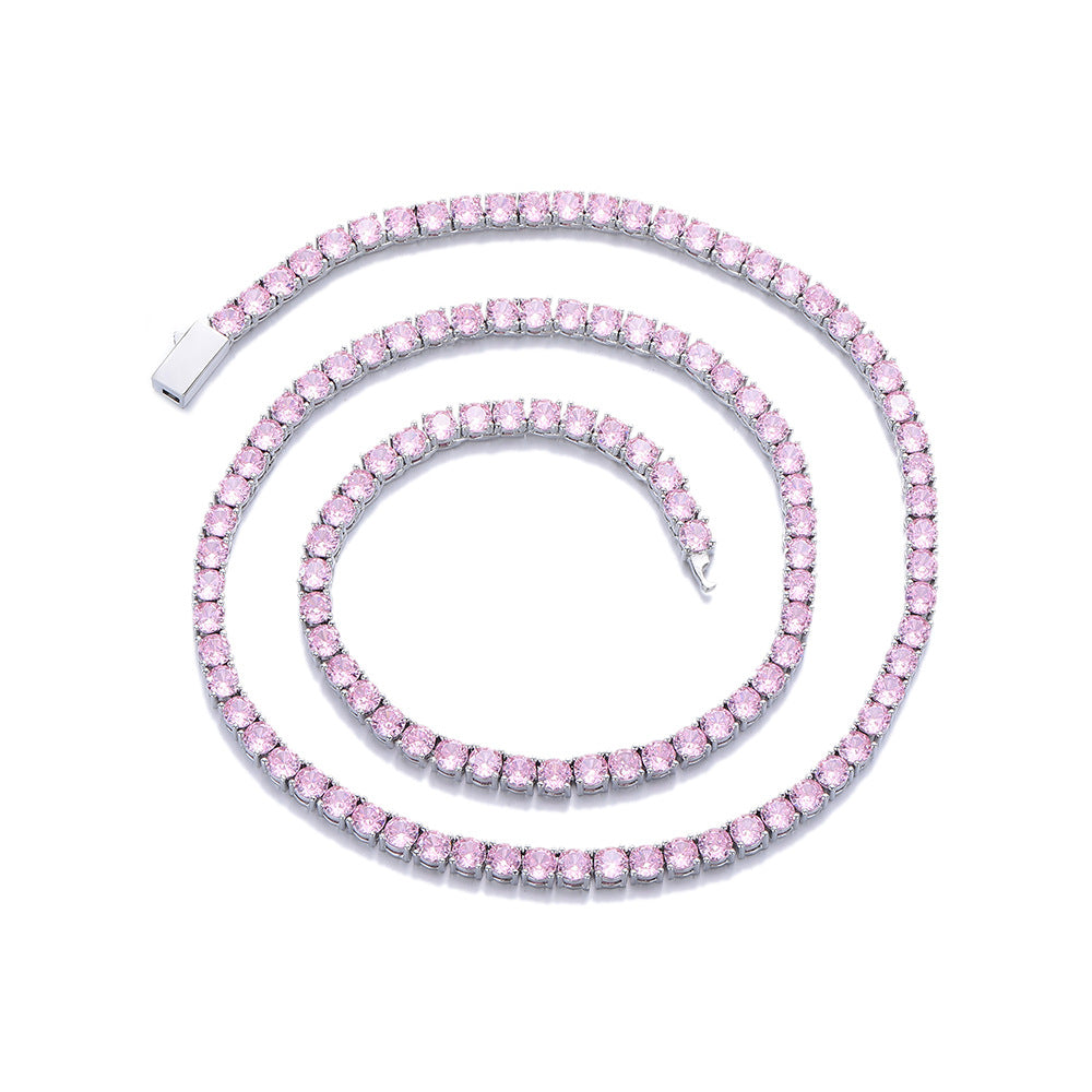 Multicolor 4mm Cubic Zirconia Tennis Chain Necklace and Bracelet, Unisex