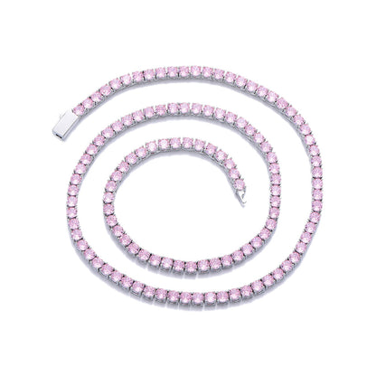 Multicolor 4mm Cubic Zirconia Tennis Chain Necklace and Bracelet, Unisex