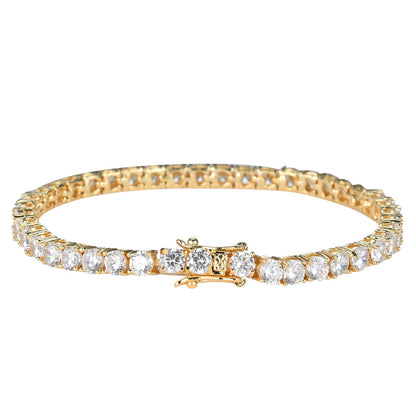 Unisex Iced Out Tennis Bracelet with Cubic Zirconia, Geometric Round Link Chain Bracelet for Women and Men
