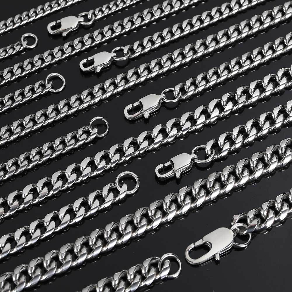 4-9 mm Polished Cuban Stainless steel Necklace - CHA026 product image