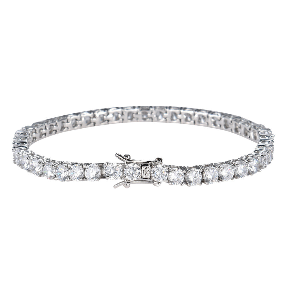 Unisex Iced Out Tennis Bracelet with Cubic Zirconia, Geometric Round Link Chain Bracelet for Women and Men product image