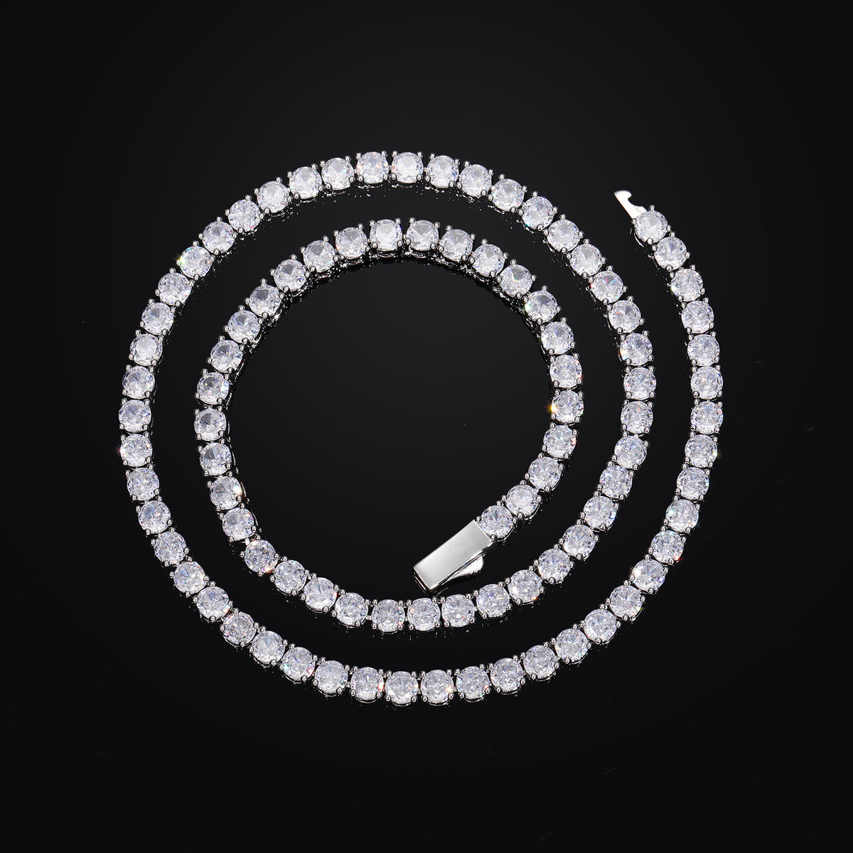 Unisex Iced Out Tennis Chain Necklace & Bracelet Set in Cubic Zirconia product image