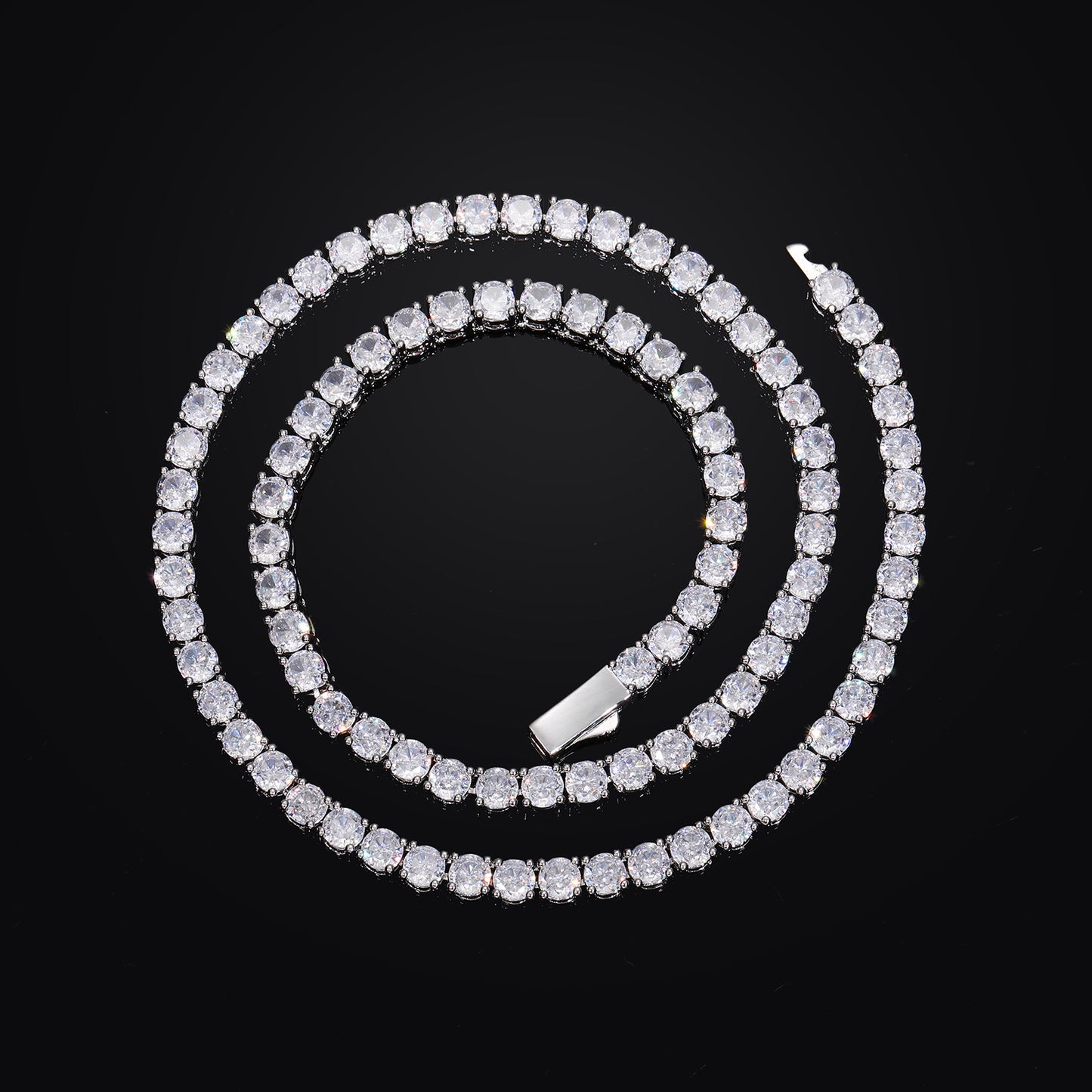 Unisex Iced Out Tennis Chain Necklace & Bracelet Set in Cubic Zirconia product image