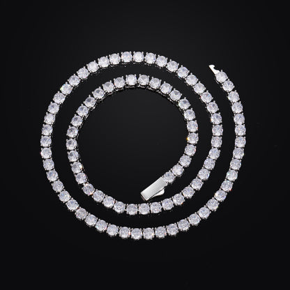 Unisex Iced Out Tennis Chain Necklace & Bracelet Set in Cubic Zirconia