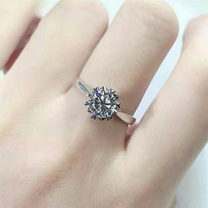 Moissanite Snowflake Flower Ring for Women, PT950 Engagement Ring, Promise Ring, Wedding Ring, Adjustable and Size Options