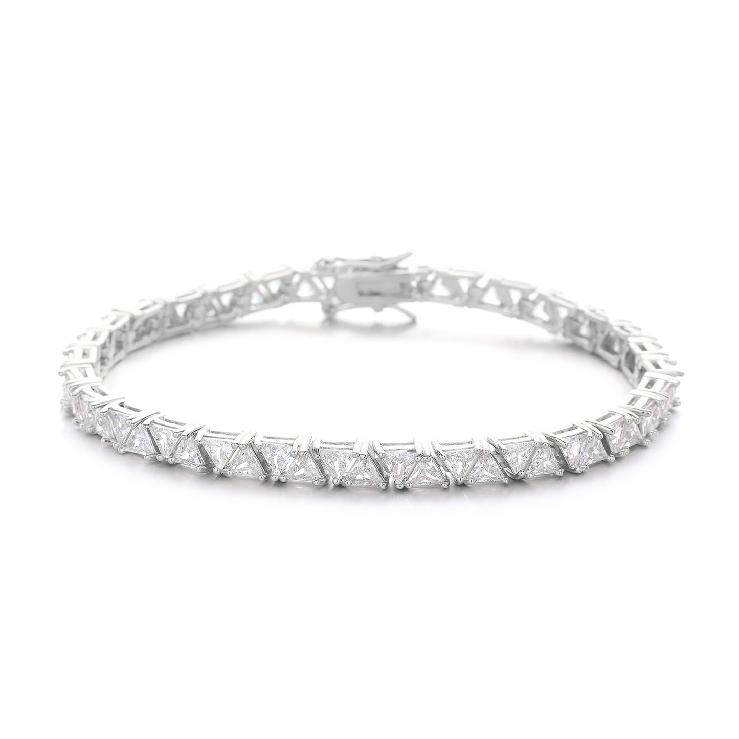 Triangle Zirconia Tennis Chain Bracelet & Necklace, Geometric 5MM Unisex Jewelry