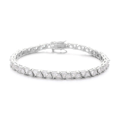 Triangle Zirconia Tennis Chain Bracelet & Necklace, Geometric 5MM Unisex Jewelry