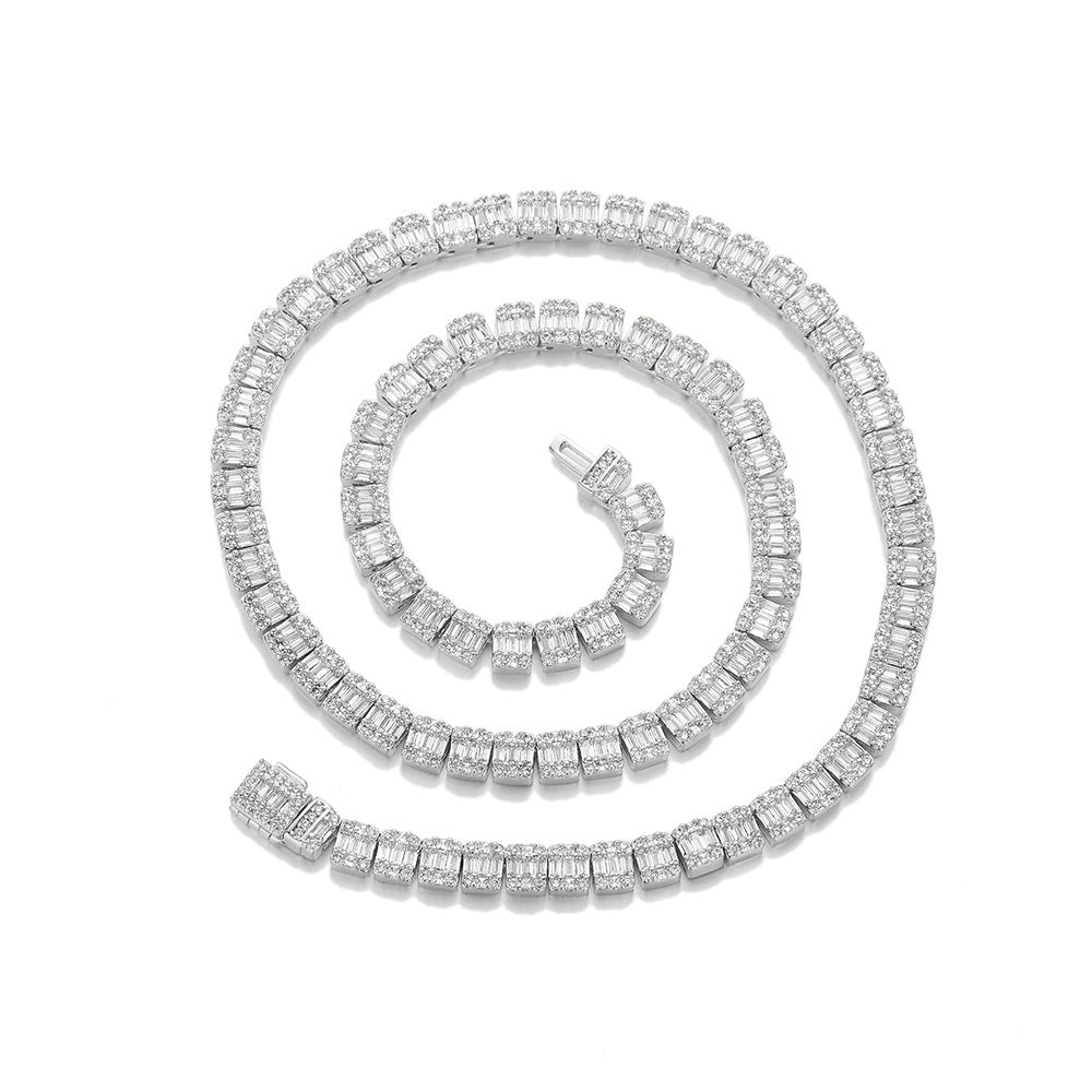 5mm Iced Out Geometric Link Bracelet, Hip Hop Chain Bracelet, Unisex