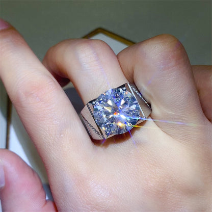 Men’s VVS Moissanite Ring 5 Carat 10 Carat U-Shape Solitaire Statement Ring