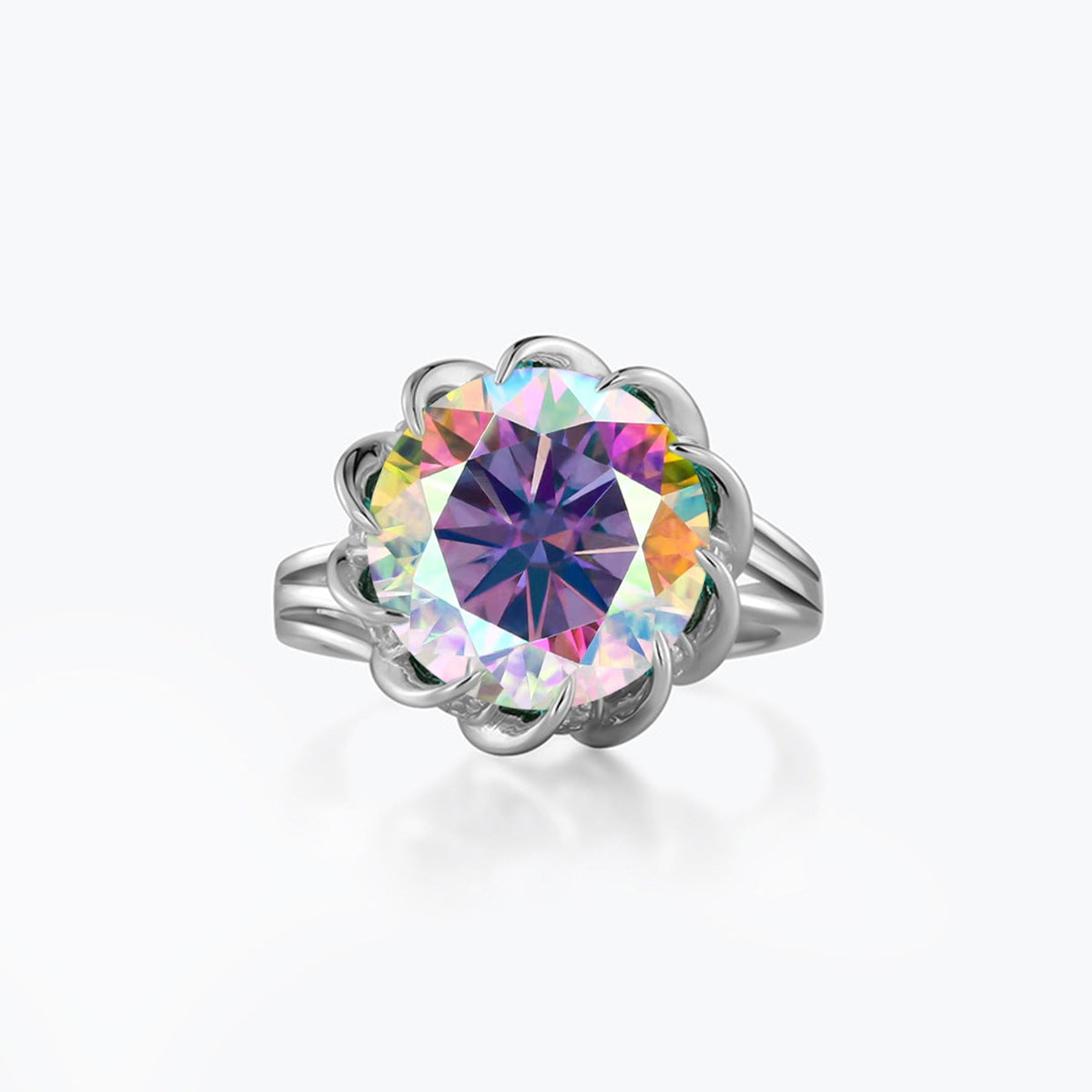 S925 Moissanite Halo Ring, 3.5 Carat Floral Promise Ring, Size 5-9 product image