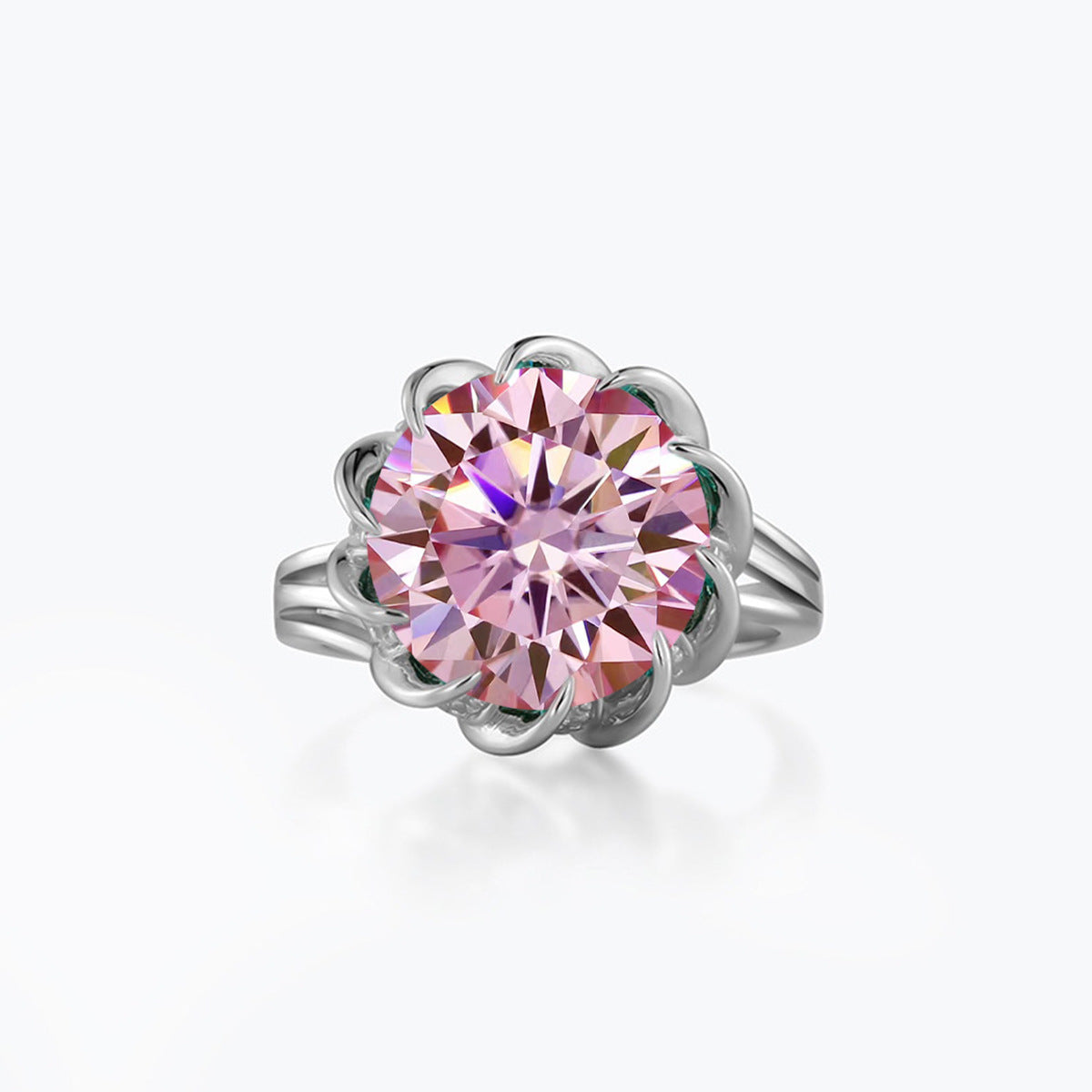 S925 Moissanite Halo Ring, 3.5 Carat Floral Promise Ring, Size 5-9 product image