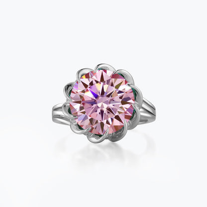 S925 Moissanite Halo Ring, 3.5 Carat Floral Promise Ring, Size 5-9