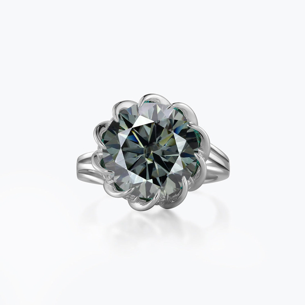 S925 Moissanite Halo Ring, 3.5 Carat Floral Promise Ring, Size 5-9 product image