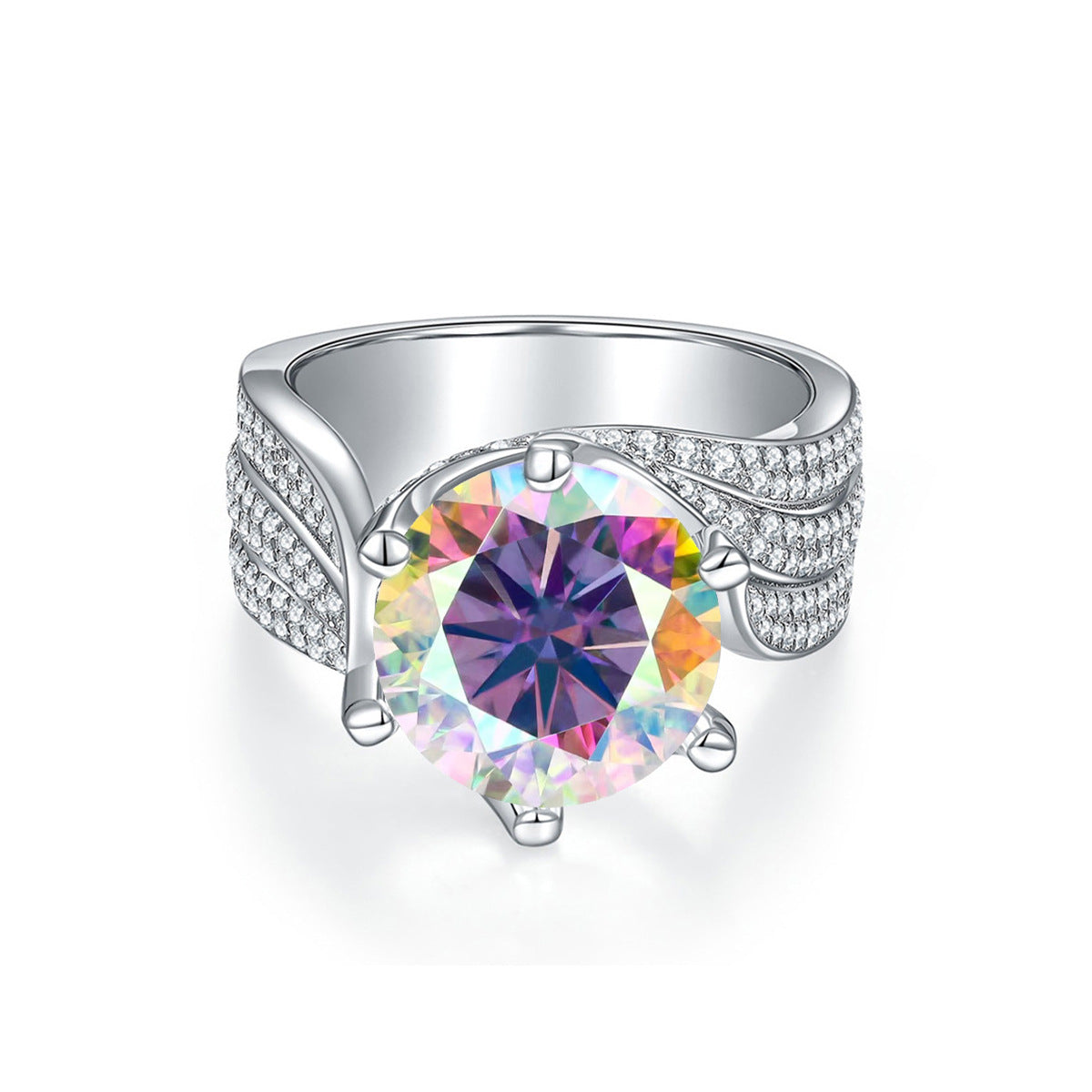 Moissanite Halo Ring for Women, 3/5 Carat Solitaire Style Promise Ring, Multiple Color Options product image