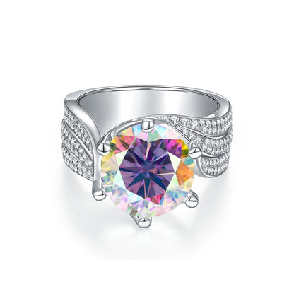 Moissanite Halo Ring for Women, 3/5 Carat Solitaire Style Promise Ring, Multiple Color Options
