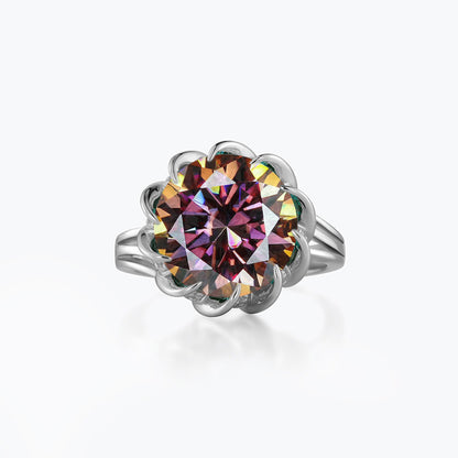 S925 Moissanite Halo Ring, 3.5 Carat Floral Promise Ring, Size 5-9