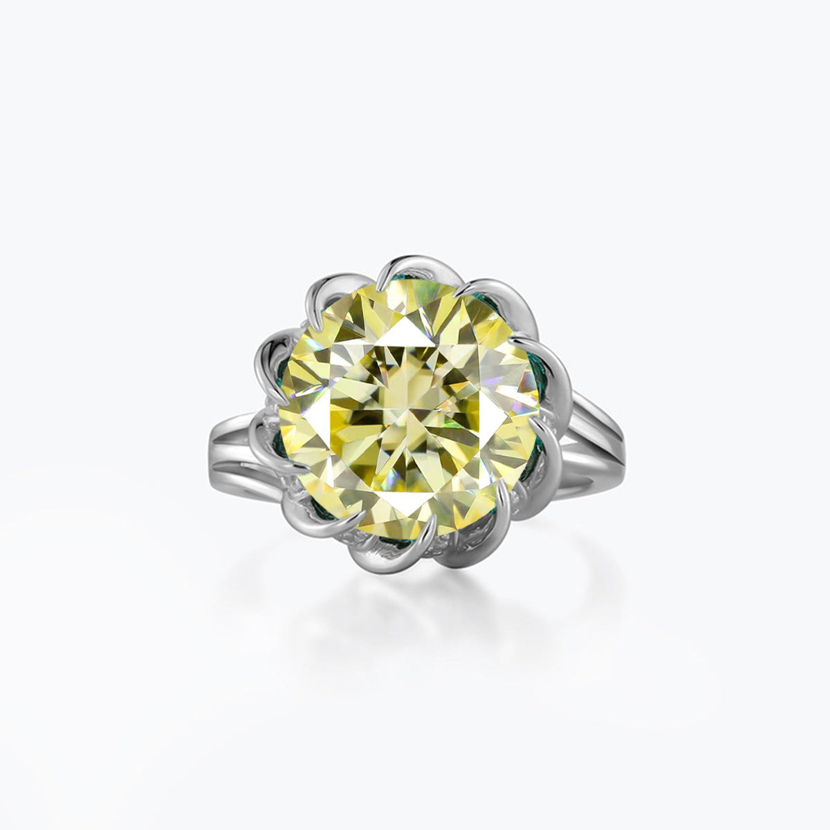S925 Moissanite Halo Ring, 3.5 Carat Floral Promise Ring, Size 5-9 product image