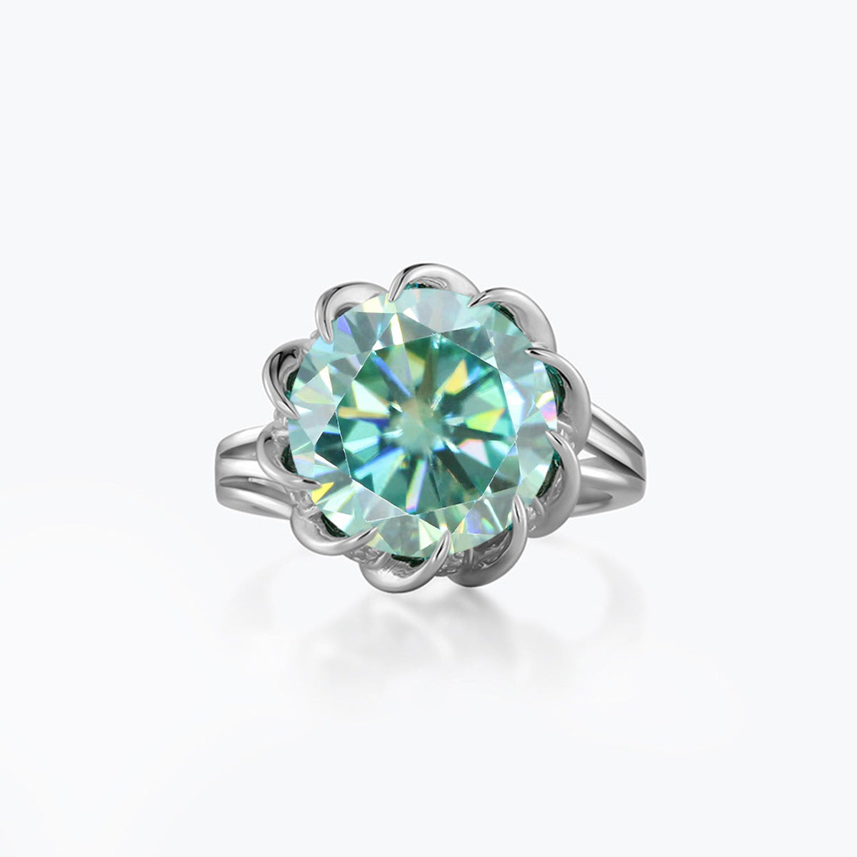 S925 Moissanite Halo Ring, 3.5 Carat Floral Promise Ring, Size 5-9 product image