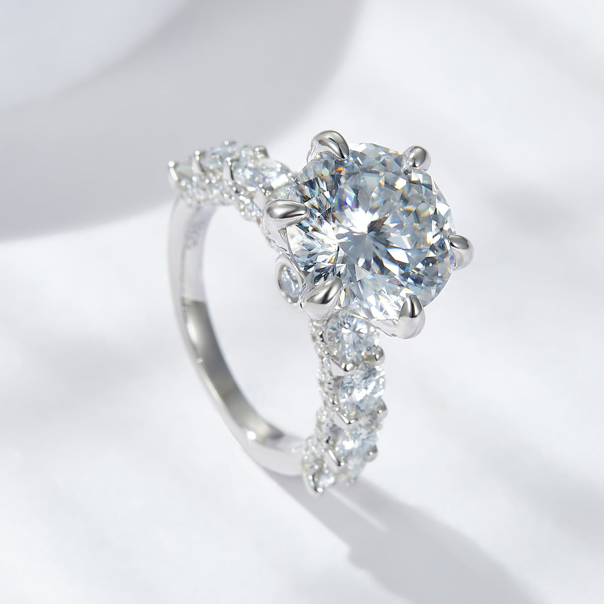 5 Carat Round Cut Moissanite Halo Engagement Ring product image
