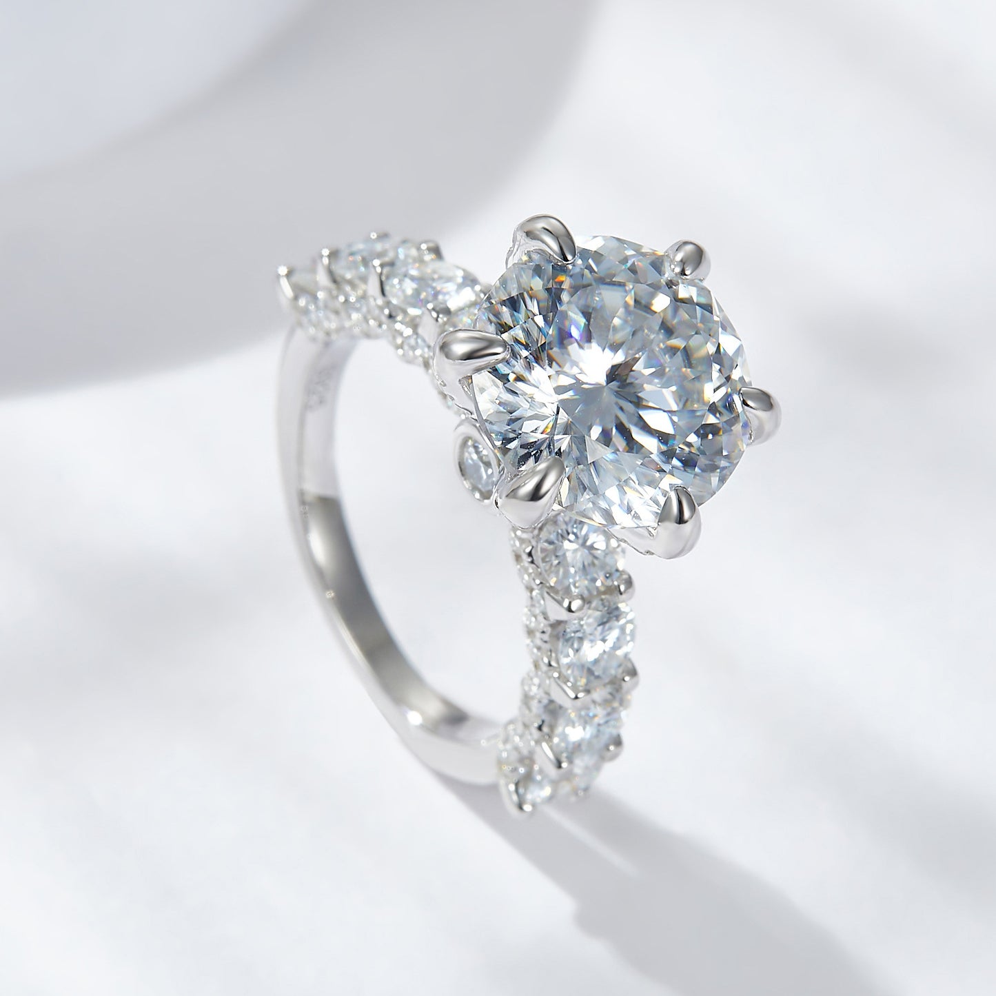 5 Carat Round Cut Moissanite Halo Engagement Ring product image