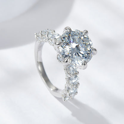 5 Carat Round Cut Moissanite Halo Engagement Ring