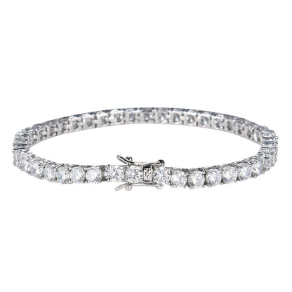 Unisex Iced Out Tennis Bracelet with Cubic Zirconia, Geometric Round Link Chain Bracelet for Women and Men