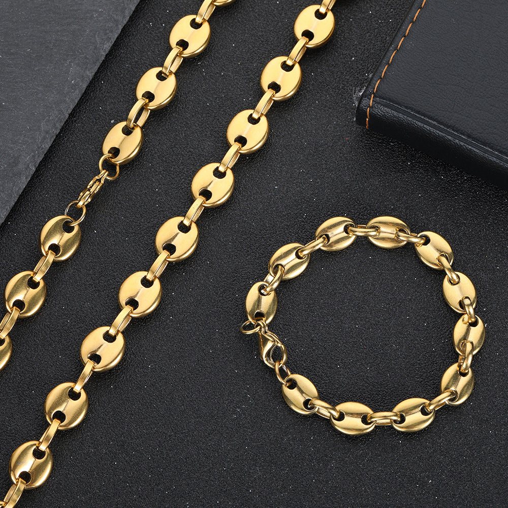6-11 mm Coffee Bean Mariner Stainless steel Necklace or Bracelet - CHA028 product image