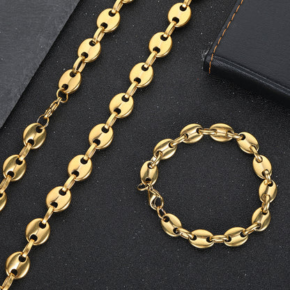 6-11 mm Coffee Bean Mariner Stainless steel Necklace or Bracelet - CHA028