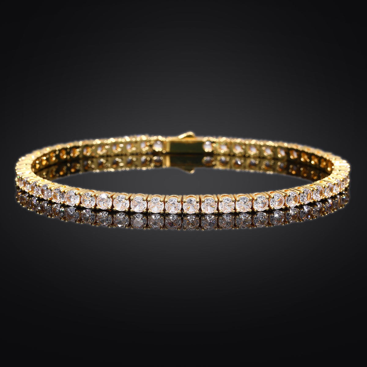 Unisex Iced Out 5mm Tennis Bracelet with Round Cubic Zirconia in White Gold Tone product image